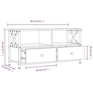 TV skříňka kouřový dub 90x33x45 cm kompozitní dřevo a železo - obrázek 11