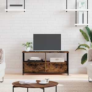 TV skříňka kouřový dub 90x33x45 cm kompozitní dřevo a železo - obrázek 1