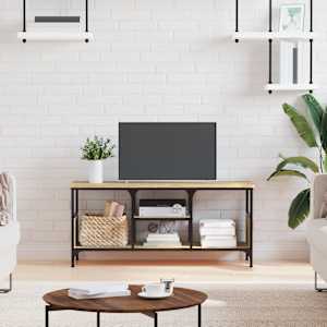 TV skříňka dub sonoma 100x35x45 cm kompozitní dřevo a železo - obrázek 1