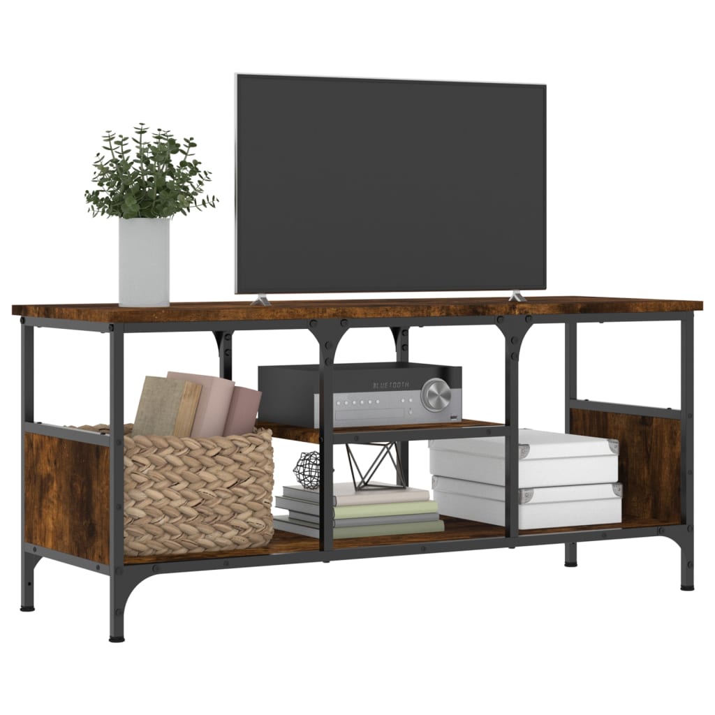 vidaXL Tv-meubel 100x35x45 cm bewerkt hout en ijzer gerookt eikenkleur