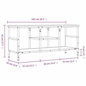 TV skříňka kouřový dub 100x35x45 cm kompozitní dřevo a železo - obrázek 9