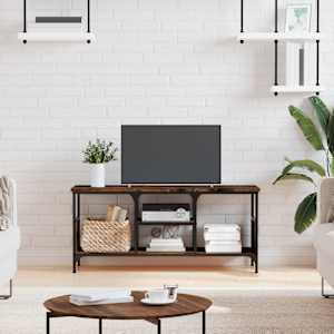 TV skříňka kouřový dub 100x35x45 cm kompozitní dřevo a železo - obrázek 1