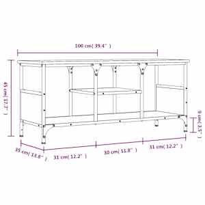 TV skříňka šedá sonoma 100x35x45 cm kompozitní dřevo a železo - obrázek 9