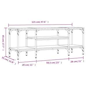 TV stolek černý 121 x 35 x 45 cm kompozitní dřevo a železo - obrázek 9