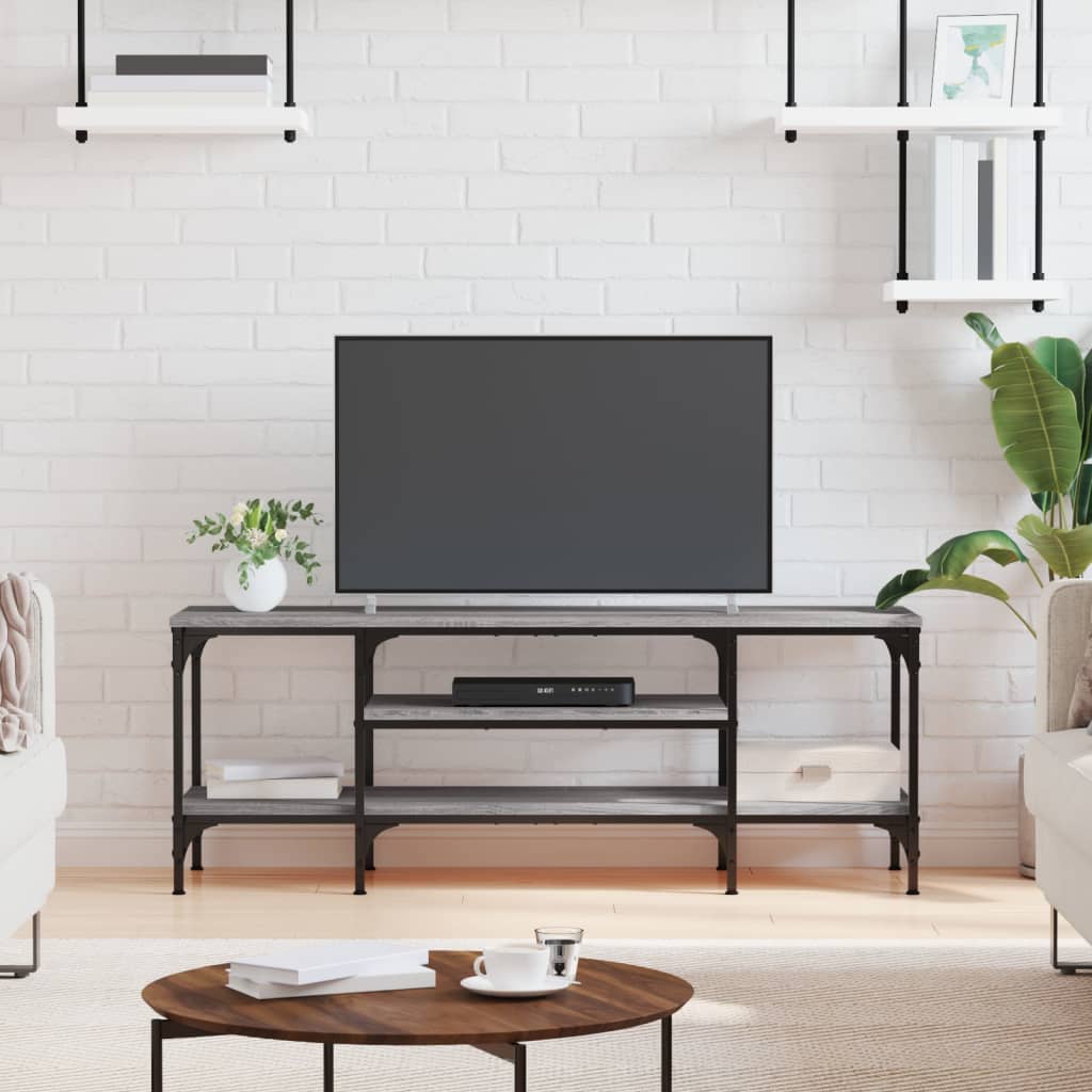 vidaXL TV-taso harmaa Sonoma 121x35x45 cm tekninen puu ja rauta