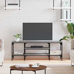 TV stolek šedý sonoma 121x35x45 cm kompozitní dřevo a železo - obrázek 1
