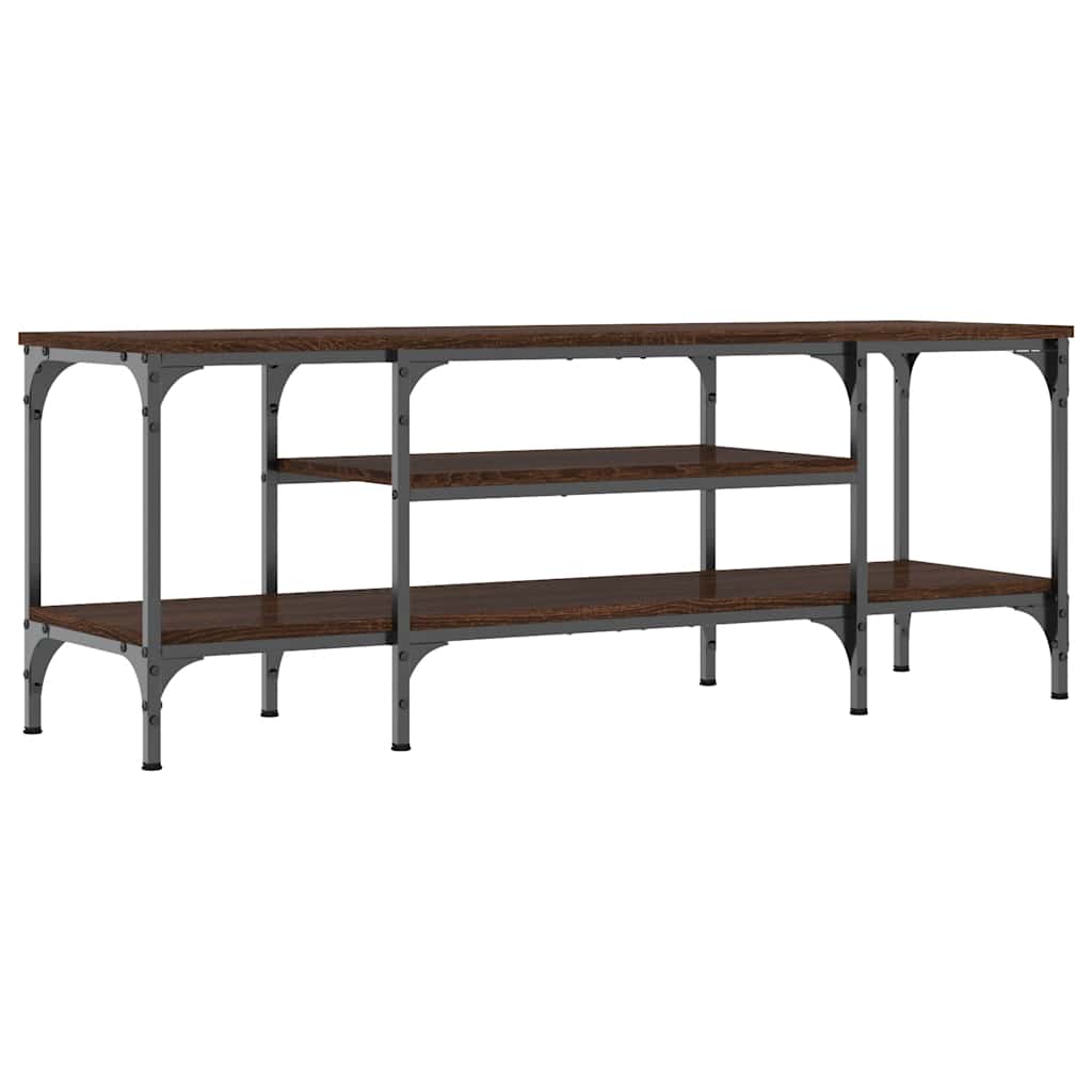 vidaXL TV stolek hnědý dub 121 x 35 x 45 cm kompozitní dřevo a železo