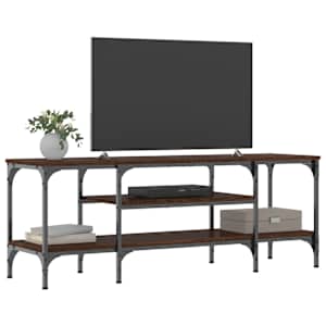 TV stolek hnědý dub 121 x 35 x 45 cm kompozitní dřevo a železo - obrázek 3
