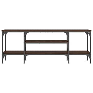 TV stolek hnědý dub 121 x 35 x 45 cm kompozitní dřevo a železo - obrázek 4