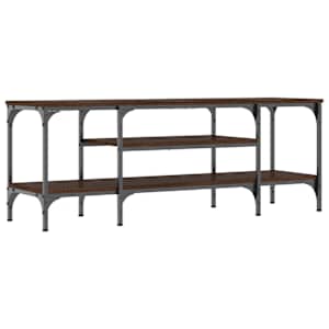 TV stolek hnědý dub 121 x 35 x 45 cm kompozitní dřevo a železo - obrázek 6