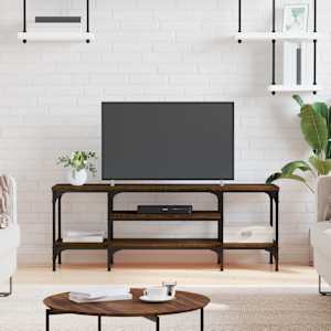 TV stolek hnědý dub 121 x 35 x 45 cm kompozitní dřevo a železo - obrázek 1