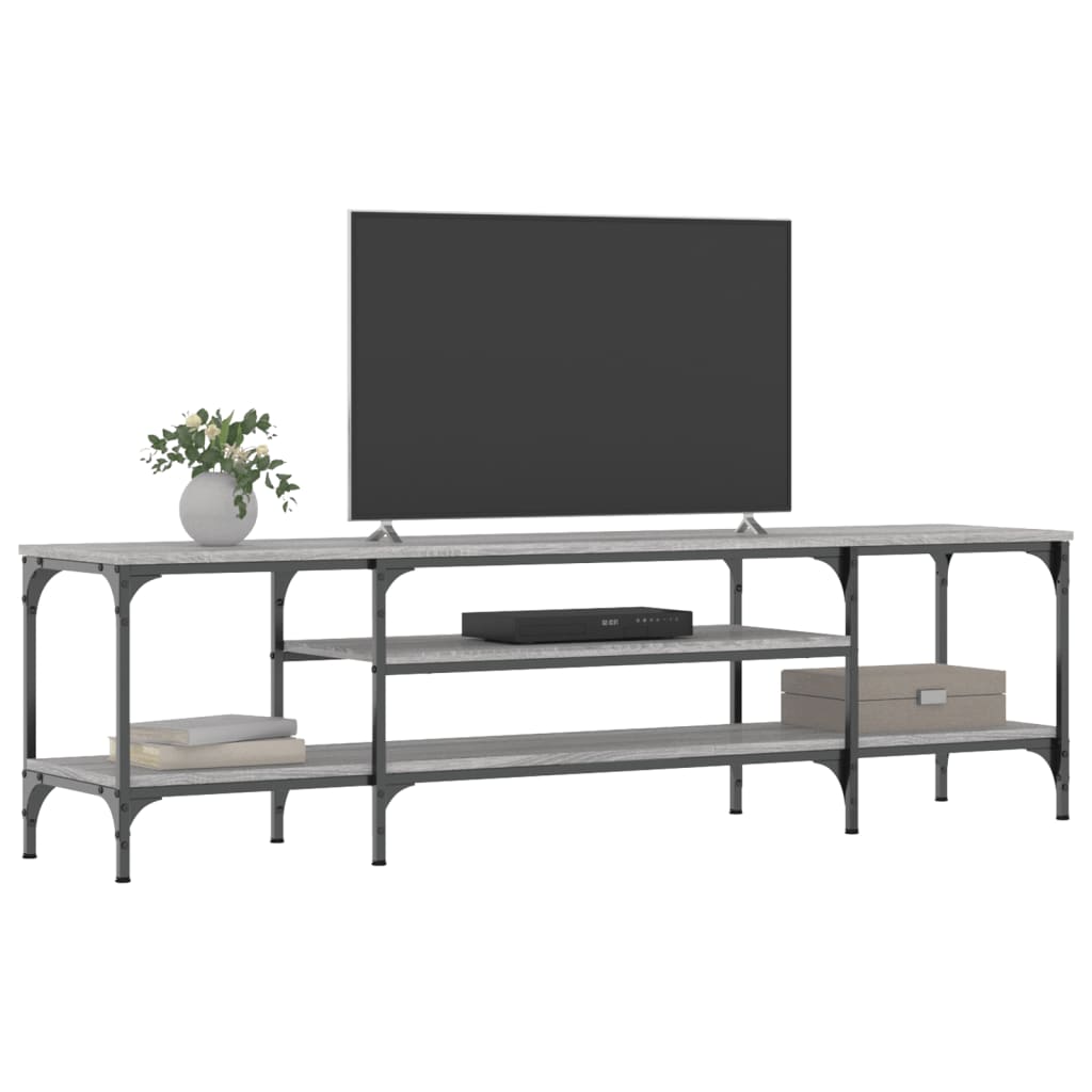 vidaXL Tv-meubel 161x35x45 cm bewerkt hout en ijzer grijs sonoma eiken afbeelding