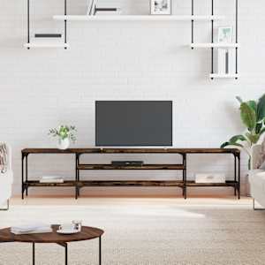 TV stolek kouřový dub 201x35x45 cm kompozitní dřevo a železo - obrázek 1
