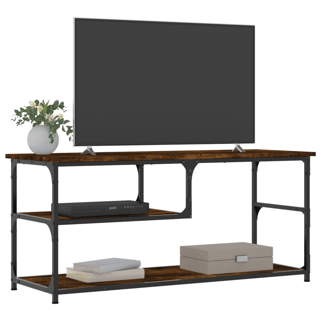 vidaXL Tv-meubel 103x38x46,5 cm bewerkt hout staal gerookt eikenkleur afbeelding
