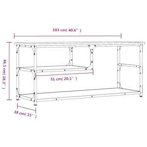 TV skříňka hnědý dub 103 x 38 x 46,5 cm kompozitní dřevo a ocel - obrázek 9