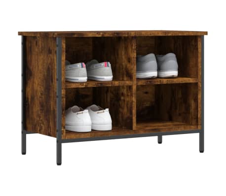 vidaXL Armoire &agrave; chaussures ch&ecirc;ne fum&eacute; 69x35x50 cm bois d'ing&eacute;nierie