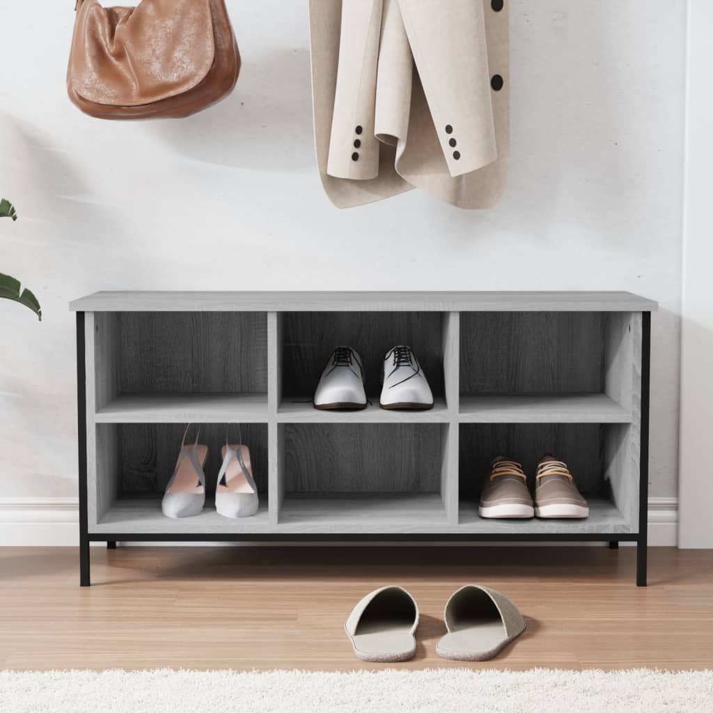Шкаф за обувки, сив сонома, 100x35x50 см, инженерно дърво