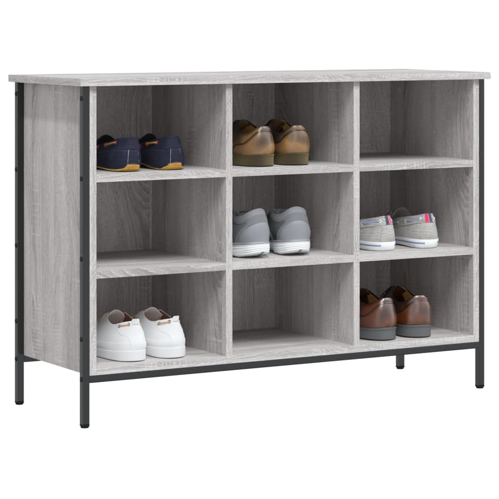vidaXL Schoenenkast 100x35x70 cm bewerkt hout grijs sonoma eikenkleur afbeelding