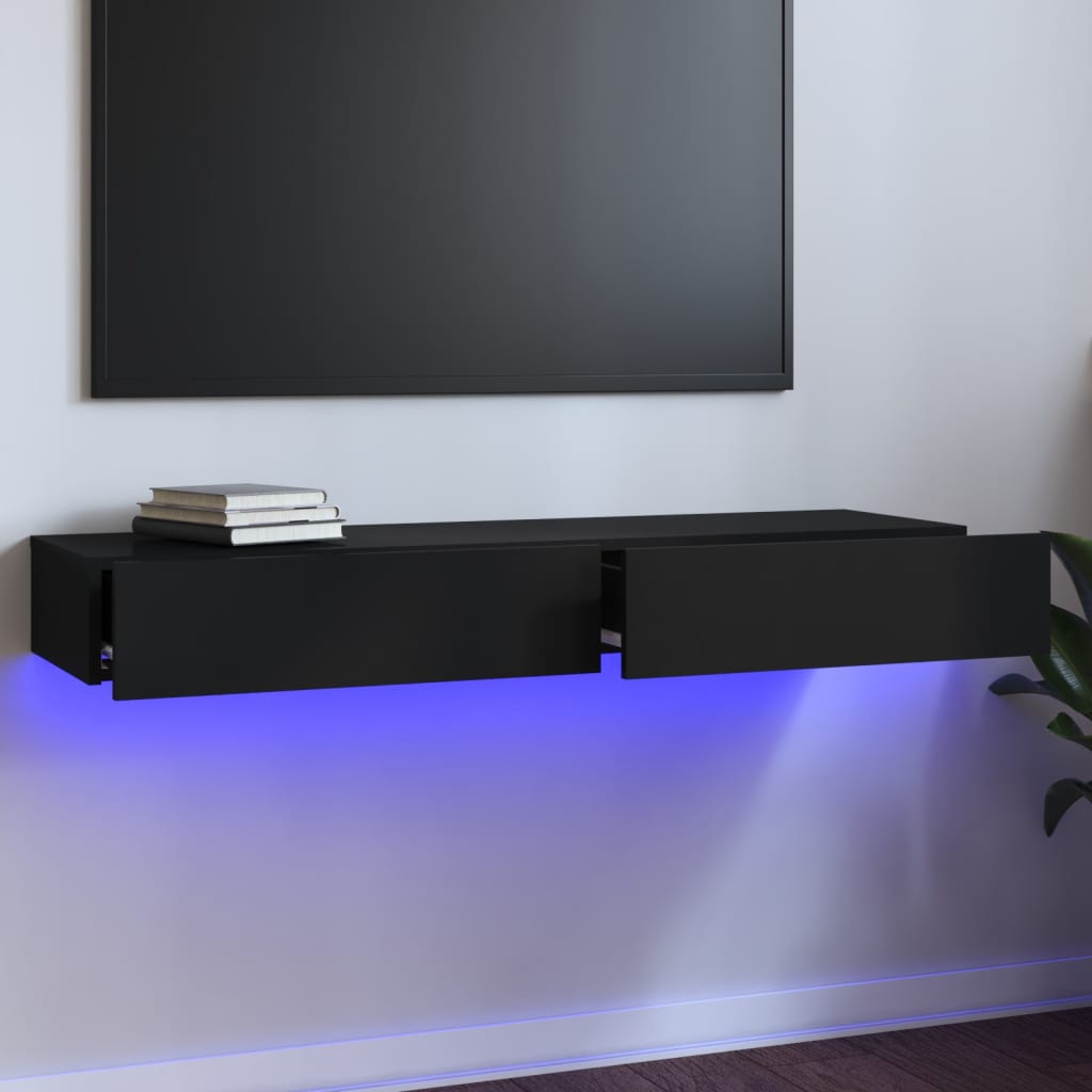 vidaXL Comodă TV cu lumini LED, negru, 120x35x15,5 cm