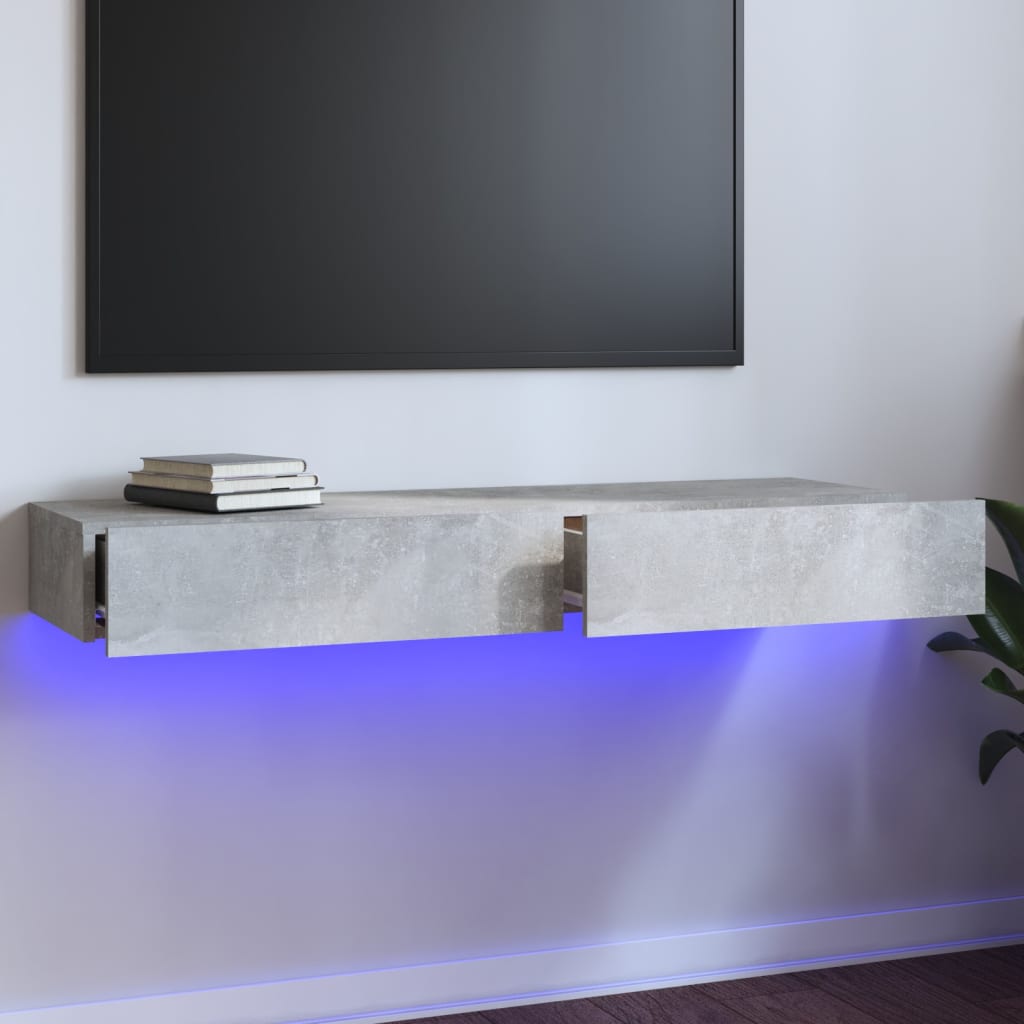 vidaXL TV-taso LED-valoilla betoninharmaa 120x35x15,5 cm