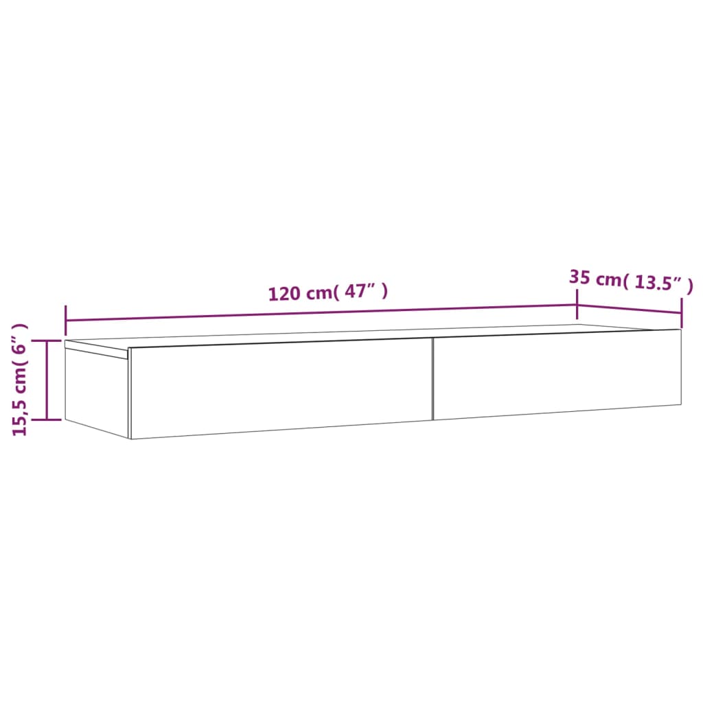 Comodă TV cu lumini LED, alb/stejar sonoma, 120x35x15,5 cm