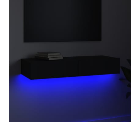 vidaXL tv-skab med LED-lys 90x35x15,5 cm sort