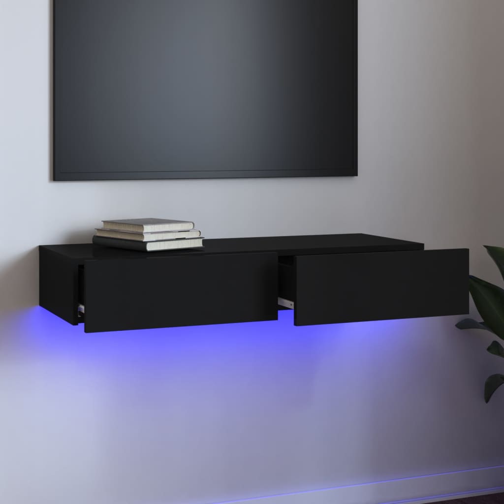 "vidaXL TV-taso LED-valoilla musta 90x35x15,5 cm"
