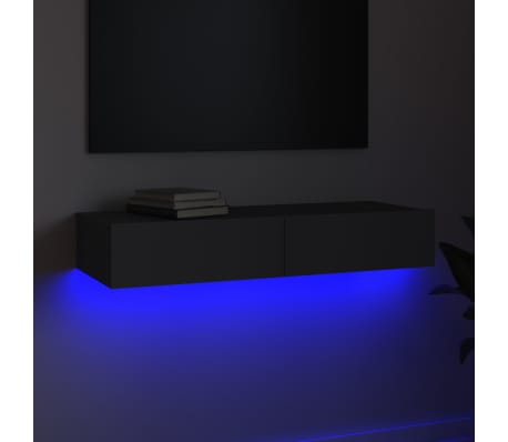 vidaXL tv-skab med LED-lys 90x35x15,5 cm grå