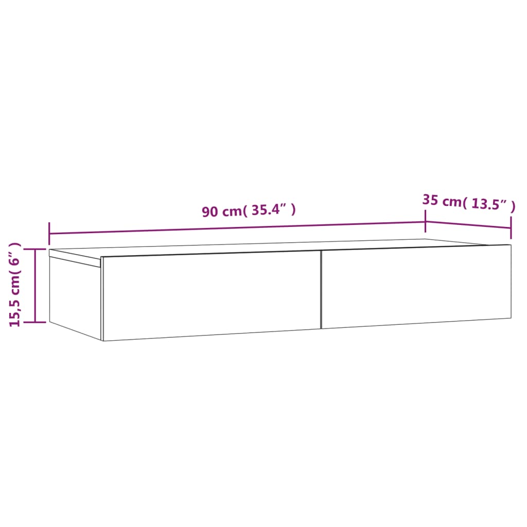 Comodă TV cu lumini LED, stejar sonoma, 90x35x15,5 cm