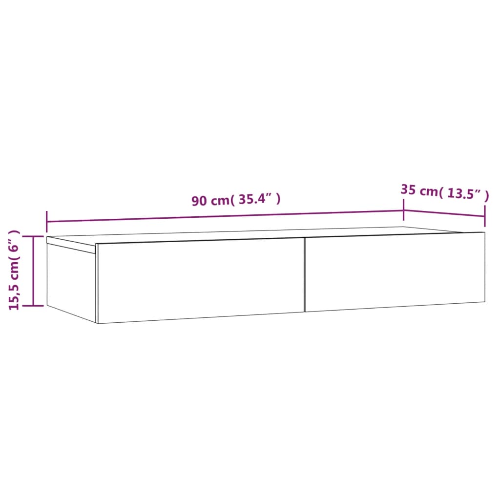 Comodă TV cu lumini LED, gri beton, 90x35x15,5 cm