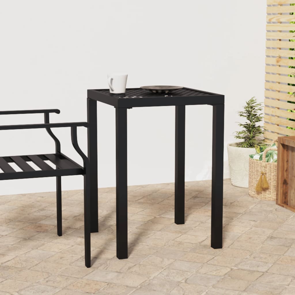 VidaXL Tavolo Da Campeggio Pieghevole Antracite - Effetto Legno In PP - 79x56x64 Cm Con Foro Per Ombrellone