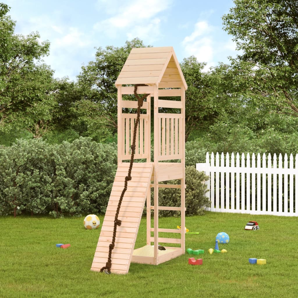 vida XL Spielturm mit Kletterwand Massivholz Kiefer