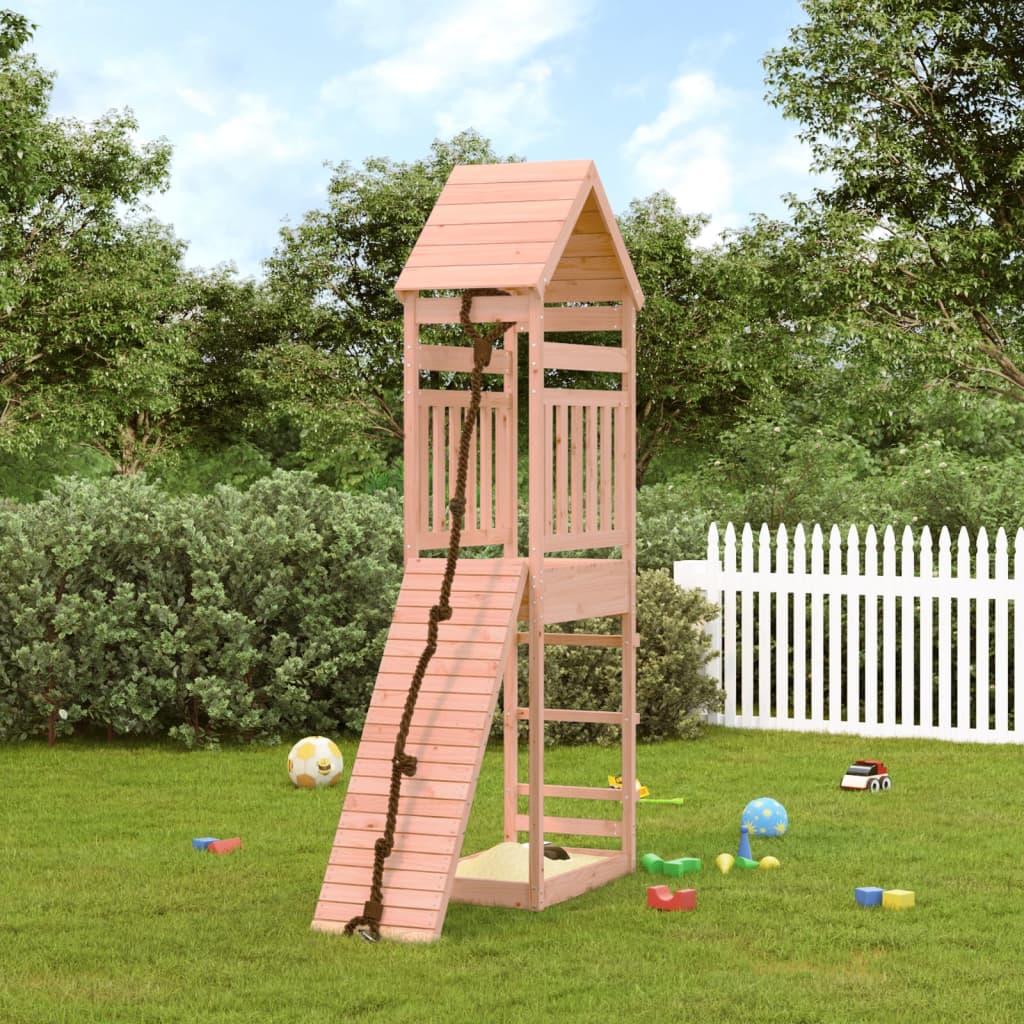 vida XL Spielturm mit Kletterwand Massivholz Douglasie