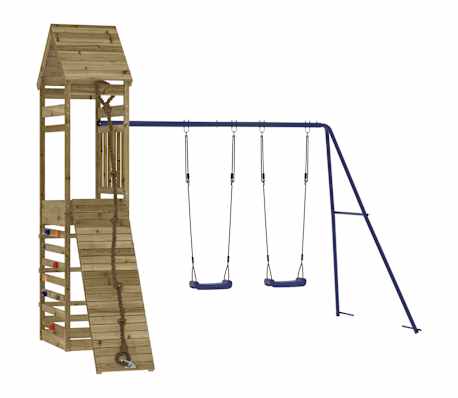 vidaXL Outdoor Playset Blue, Natural Wood