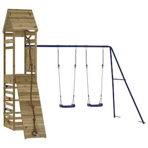 vidaXL Outdoor Playset Blue, Natural Wood