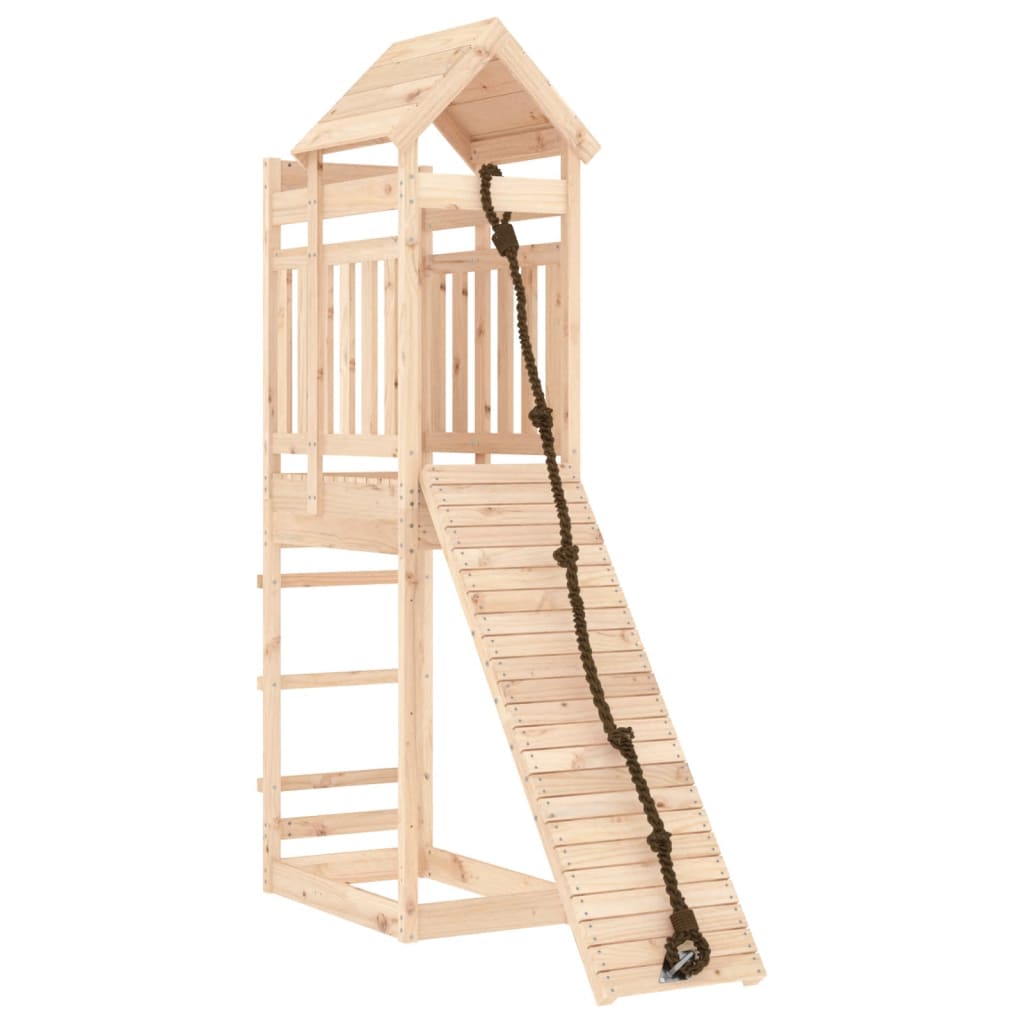 Image of vidaXL Playhouse with Climbing Wall Solid Wood Pine