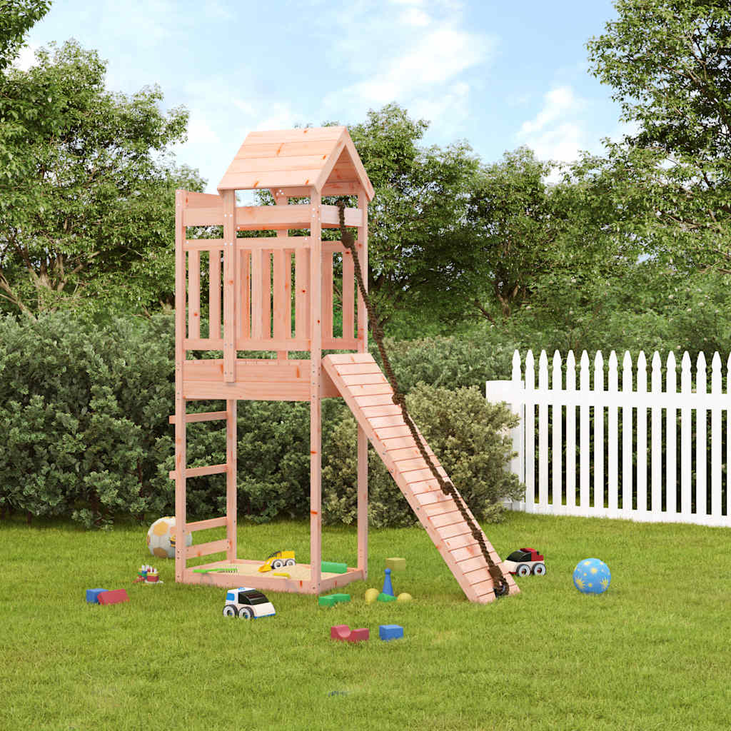 vida XL Spielturm mit Kletterwand Massivholz Douglasie