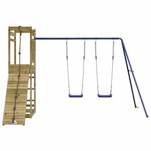 vidaXL Outdoor Playset Natural wood, Blue Treated pinewood, Polypropylene