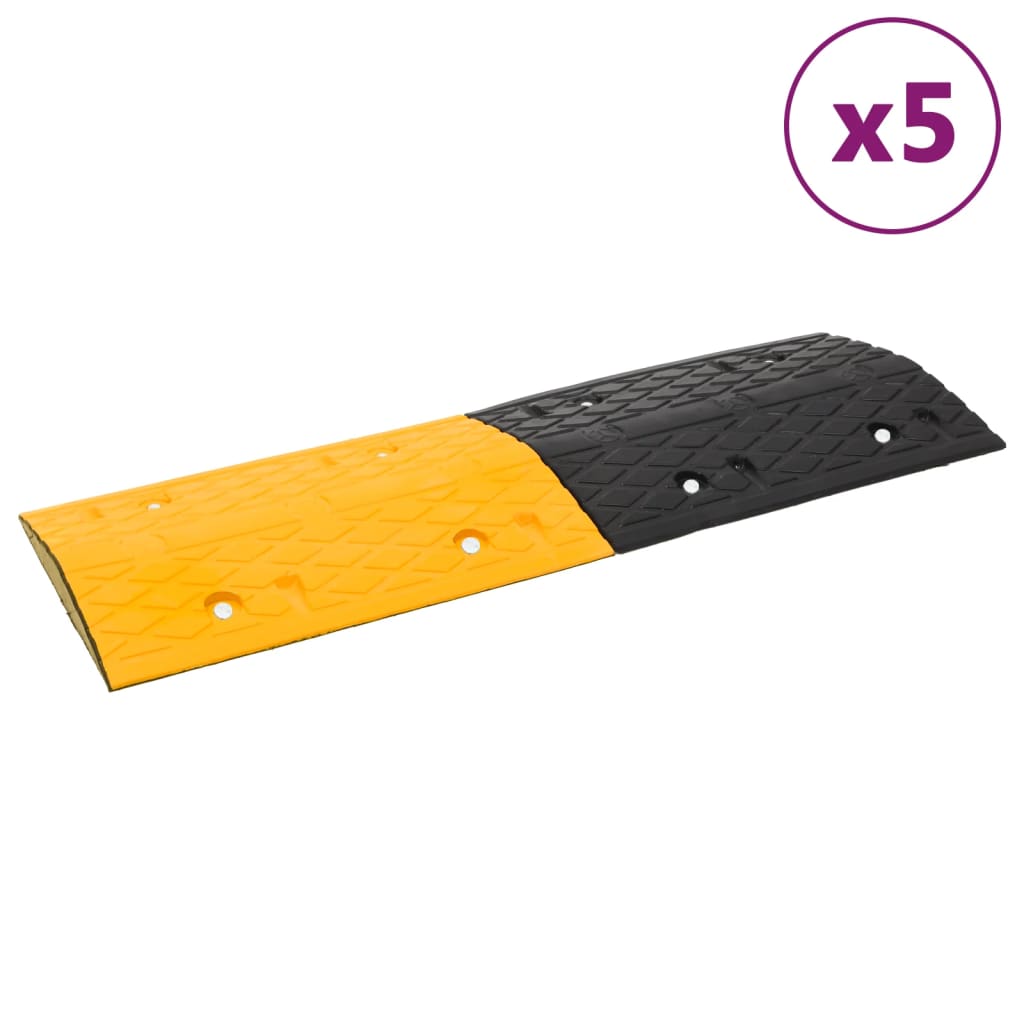 vidaXL Bodenschwellen 5 Stk. Gelb & Schwarz 97x32,5x4 cm Gummi