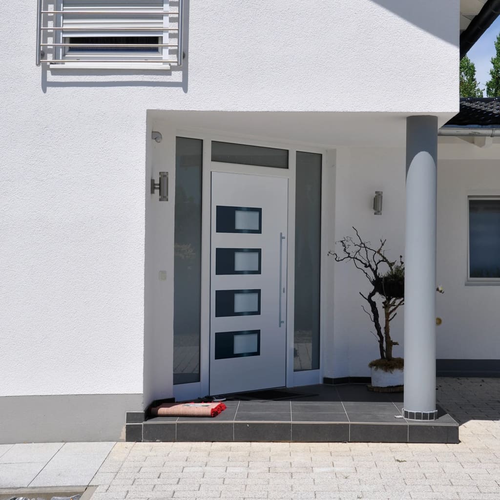 Hoveddør 100×200 cm i hvid - aluminium og PVC, højre indadgående