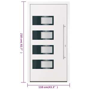 Vchodové dveře bílé 110 x 210 cm hliník a PVC - obrázek 11