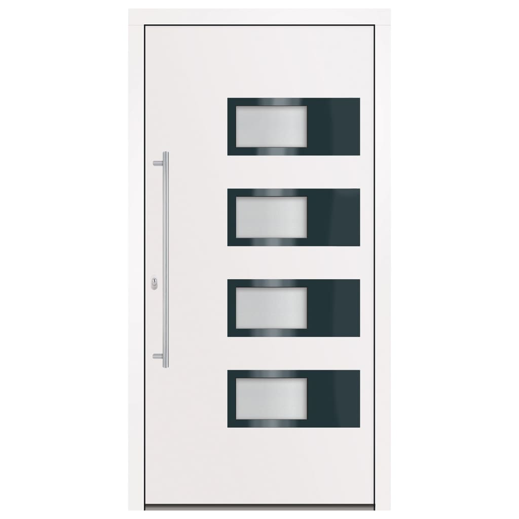 vidaXL Voordeur 100x200 cm aluminium en PVC wit afbeelding