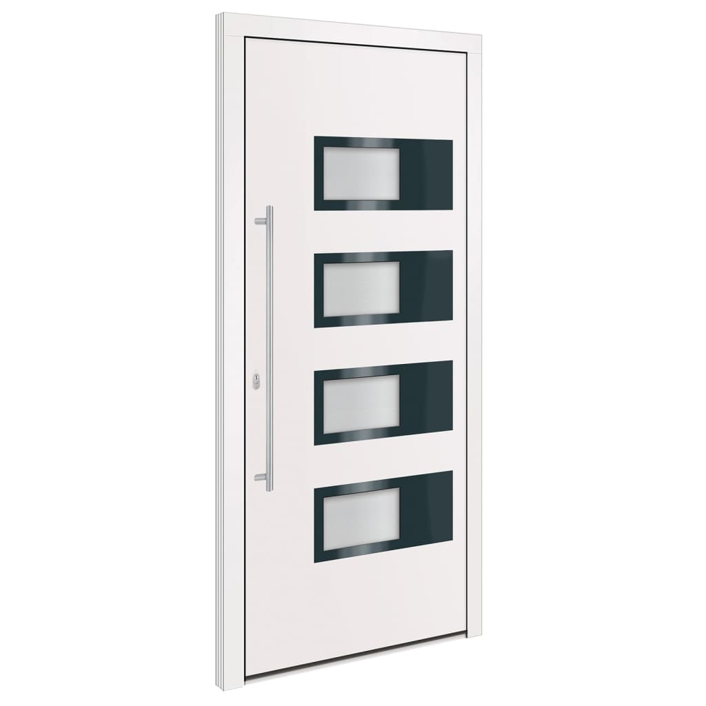 vidaXL Voordeur 100x210 cm aluminium en PVC wit