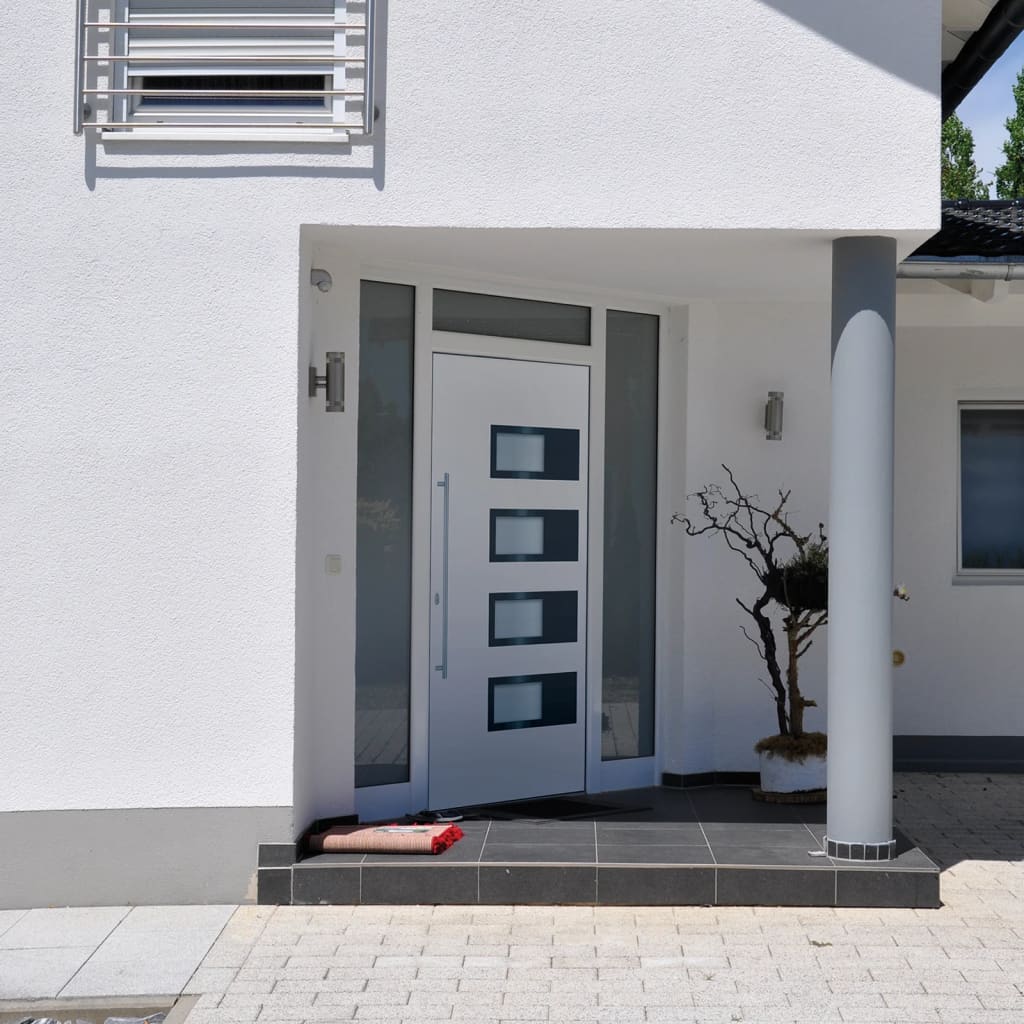 Hoveddør 100 x 210 cm i aluminium og PVC - hvid, venstreåbning indad
