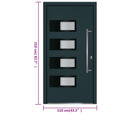 vidaXL Vchodové dveře antracitové 110 x 210 cm hliník a PVC | vidaXL.cz