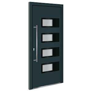Vchodové dveře antracitové 100 x 210 cm hliník a PVC - obrázek 2