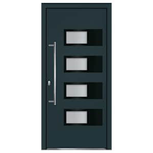 Vchodové dveře antracitové 100 x 210 cm hliník a PVC - obrázek 4