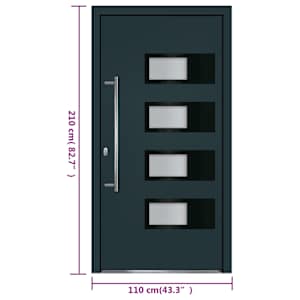 Vchodové dveře antracitové 110 x 210 cm hliník a PVC - obrázek 12