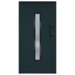 Porta D'ingresso Antracite 88x200 Cm – Con Telaio, Guarnizioni, Serrature 5 Punti, Cerniere Regolabili, Vetro Termico