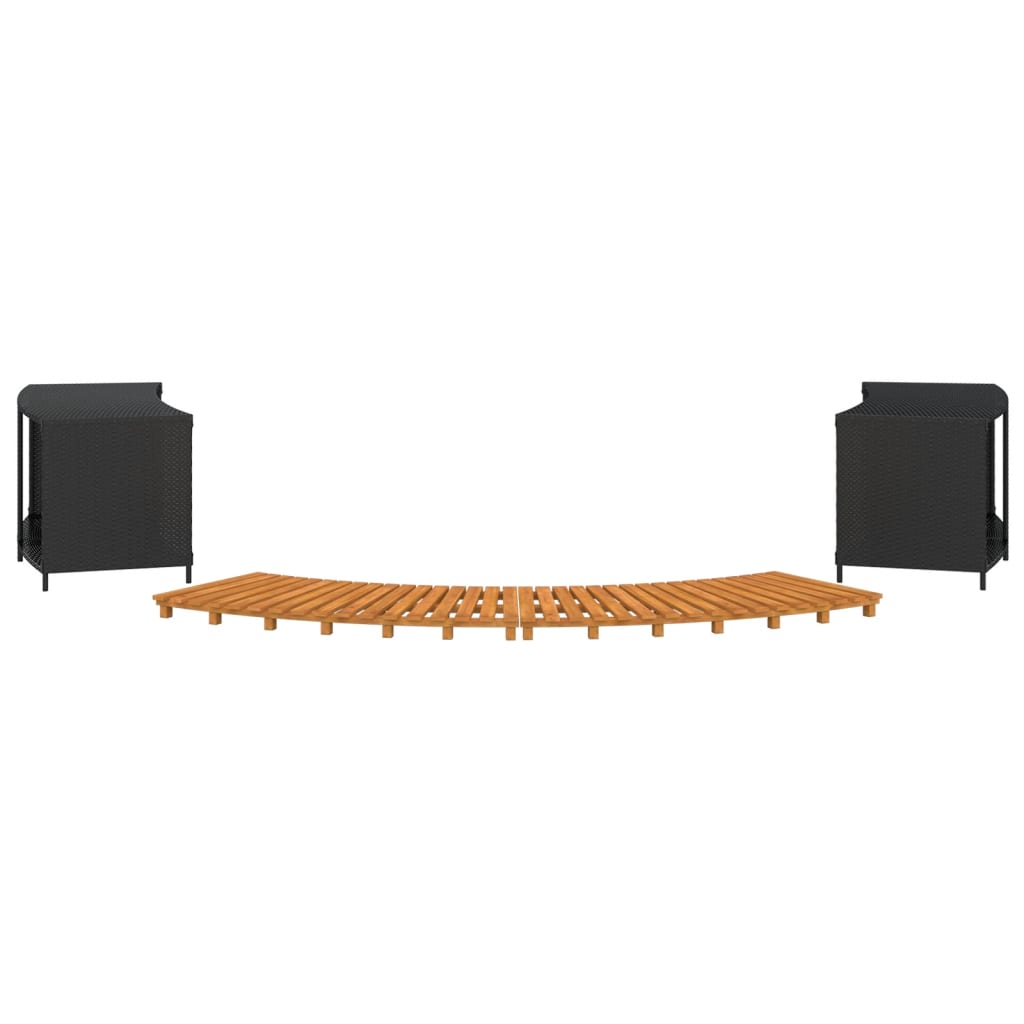 vidaXL Hottub-ombouw poly rattan en massief acaciahout zwart